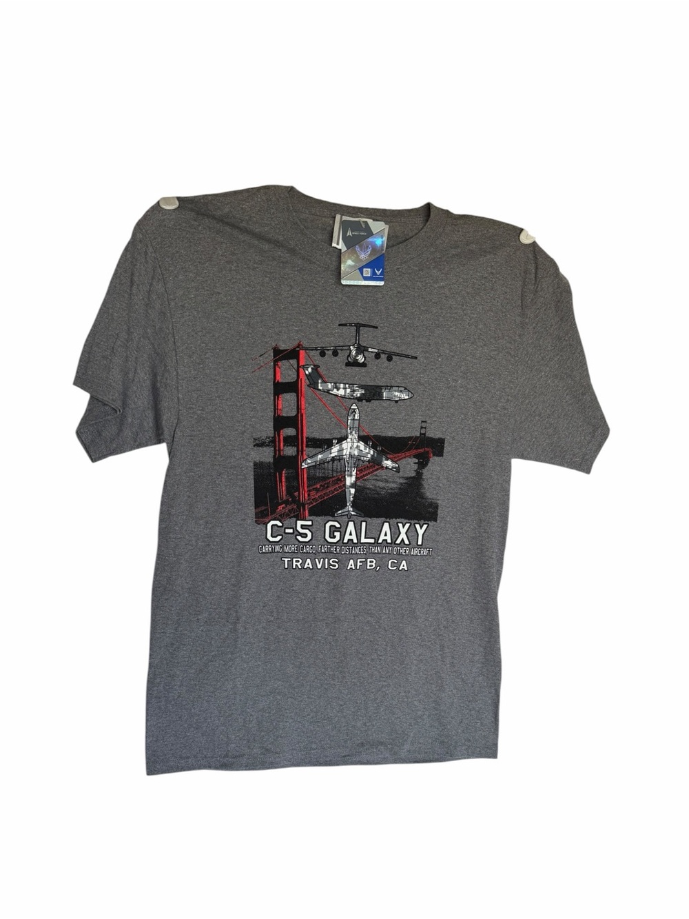 NWT C-5 Galaxy Graphic Tee - Gray - Travis AFB